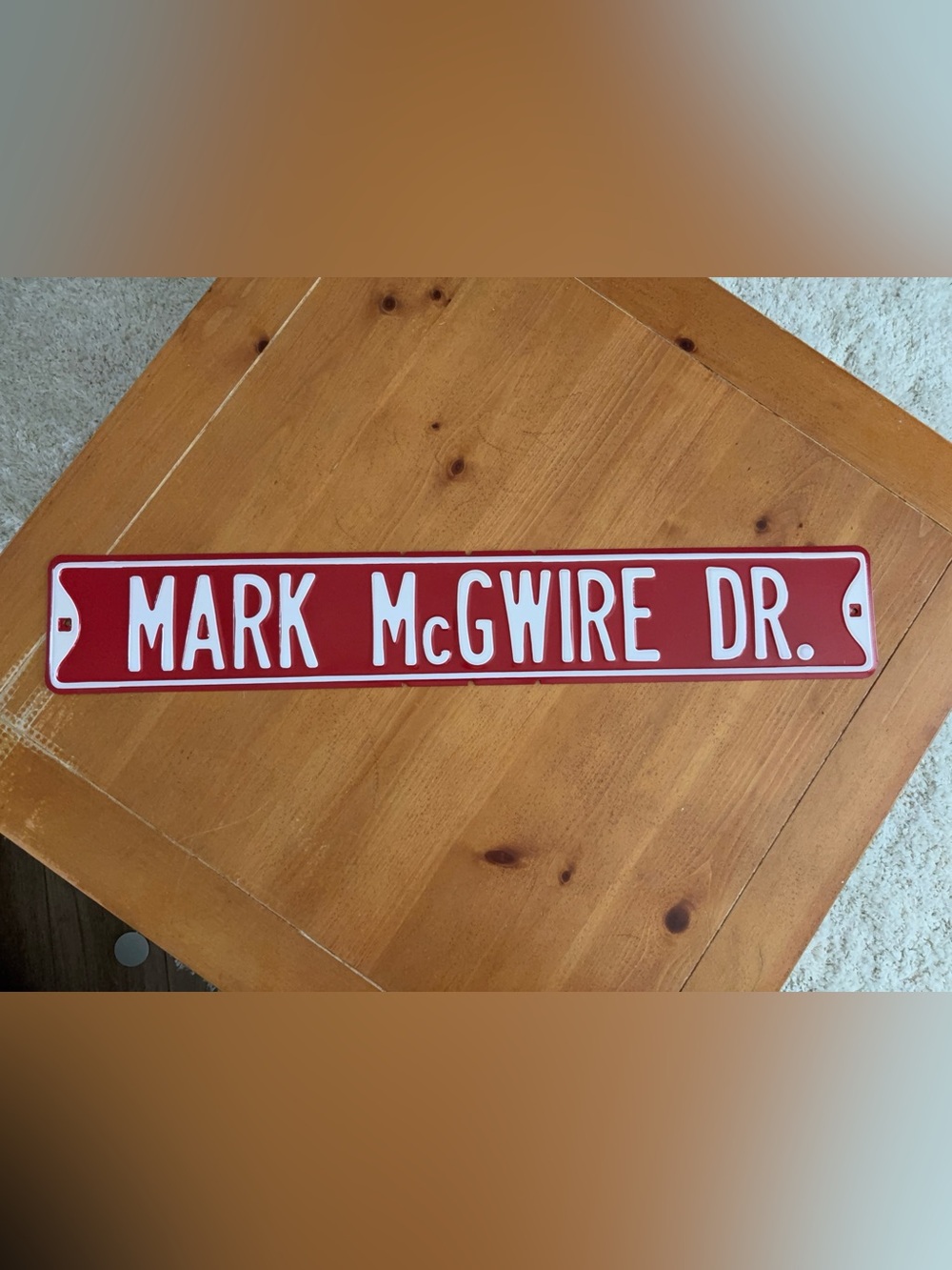 Mark McGwire Metal Street Sign, Vintage, Red & White, Brand New